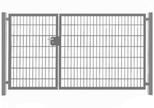 2-flügelig Einfahrtstor asymmetrisch verzinkt 400cm x 103cm inkl. Pfosten/Gartentor Tor Hoftor Matten-Tor