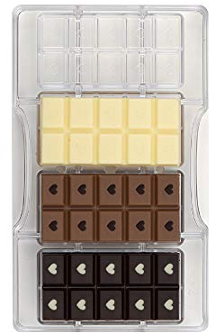 Decora 0050146 Molde para Chocolate Tableta Corazones 25 G 4CAV 85 X 42 X 7H MM, El plastico, Transparente