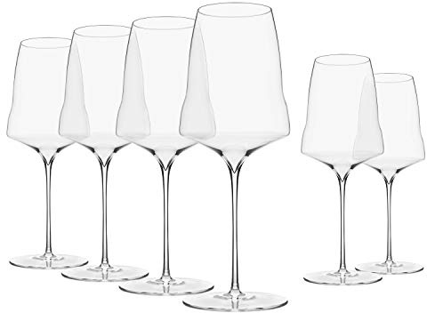 Josephinenhütte JOSEPHINE N°2 vinglas [glasen för njutare] – handgjorda och munblåsta – set med 6 för medeltungt vitt, rosé och rött vin – funktionell design för intensiv arom