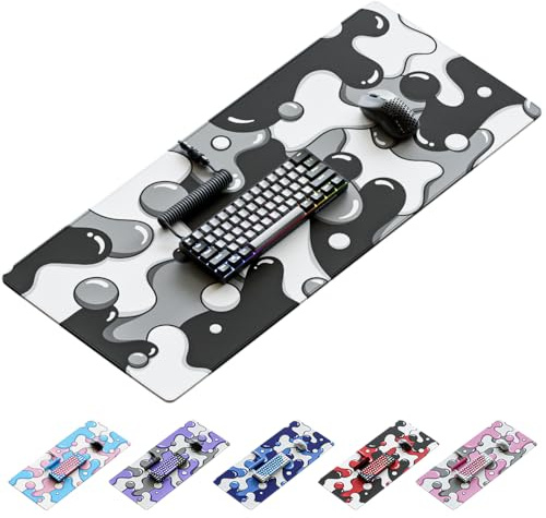 Kraken Keyboards Drip XXL Tapis de Souris Bureau de Jeu Noir et Blanc – Professionnel – 91,4 x 40,6 cm d'épaisseur – étendu (furtif)
