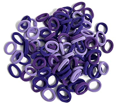 100Pcs Seamless Cotton Hair Ties for Toddler Girls Elastics Hair Ties No Damage Diameter 1 inch Ponytail Holders Baby Thin Hair Purple