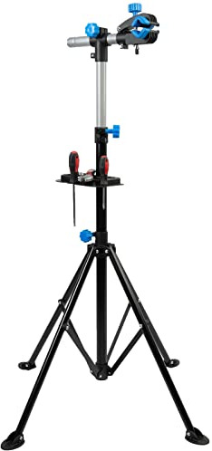 Grafner Montageständer für Fahrräder und Ebike, mit Werkzeugablage 105-190 cm, belastbar bis 30 kg, klappbar & höhenverstellbar, vierbeinig, robuste Ausführung, Reparaturständer Ebikes Fahrrad