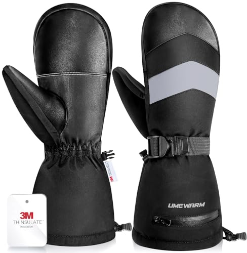 UMEWARM -10°F Winter Ski Mittens for Men & Women Made with 3M C100 Insulation, Double Waterproof Winter Ski Gloves, 2X Warmer Snowboard Mittens with 5-Layer Fabric, Premium Anti-Slip Palm Snow Mitts