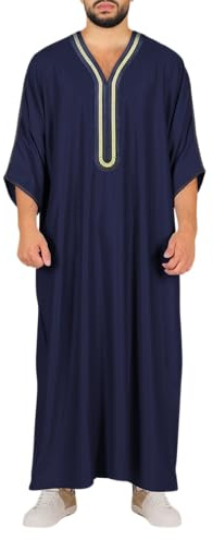 Chilaba Hombre - Kaftan Hombre - Camisetas Manga Larga Hombre - Caftan Hombre Refinado y Elegante - XXL