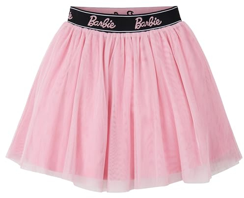 Barbie Girls Tutu Skirt, Mesh 2 Layers with Cotton Lining Skirt - Gifts for Girls (Pink, 6-8 Years)