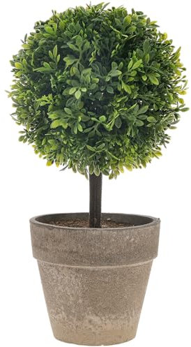 Funzhan 26.5 CM Artificial Boxwood Topiary Potted Plant Decoration Fake Greenery Arrangements in Pot Simulation Bonsai Model Lifelike Faux Grass Ball Vivid Potted Ornament Garden Wedding