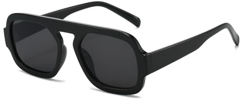 YAMEIZE Gafas de Sol Piloto Cuadradas para Mujer - Hombre Retro 70S Gafas de Sol Clásicas Vintage Gafas de Moda Protección UV400