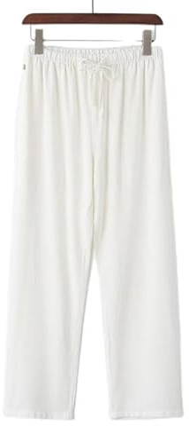 Kung Fu Pants Chinese Traditional Martial Arts Trousers Wing Chun Tai Chi Training Pants (US, Numeric, 33, Regular, Regular, White)
