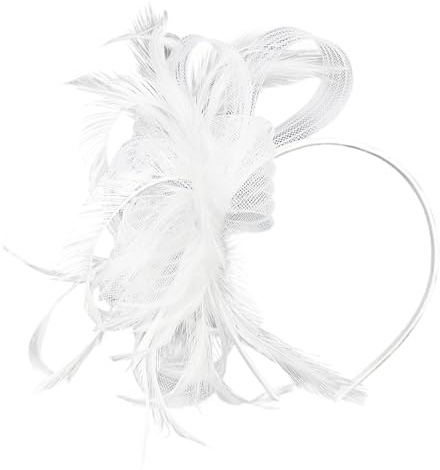 Navy Fascinators for Weddings Ladies Retro Elegant Flower Hair Fascinator Hat Navy Blue Fascinators Women Headband Hair Clips Fascinator Clip Wedding Guests Accessories Evening Party Prom (White)