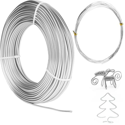 bssmmai Basteldraht ø3mmx30 M, Aluminium Draht, Diy Schmuck Wire,Basteldraht Aludraht Silber, Bindedraht,Heimdekorationsdraht,Zum Basteln Geeignet