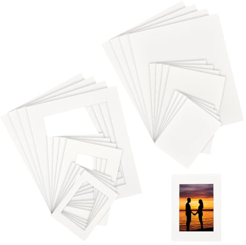 NBEADS 48 ark vit bild matta kit, 6 storlekar förskuren matta tavla set fotoram inlägg fototavla show kit för galleri vägg hantverk mässa bild akvarell konstverk