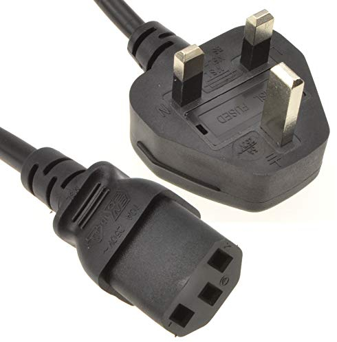 kenable Power Cord UK Plug to IEC Cable PC Mains Lead C13 2m [2 metres]