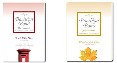 Basildon Bond A4 210 x 297 mm Writing Pad with 50 Sheets - White & Bond P4TO 178 x 229 mm Writing Pad with 40 Sheets - Champagne