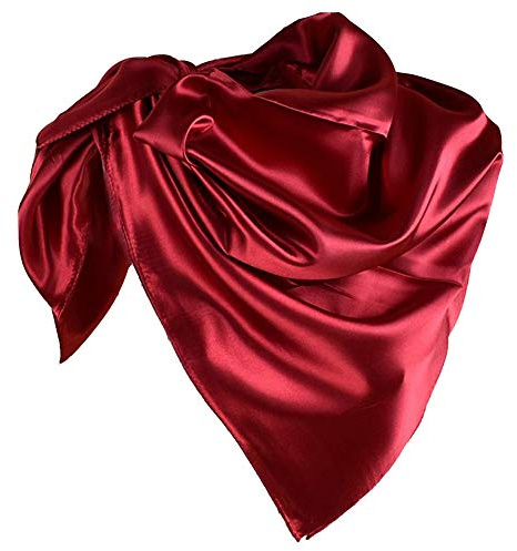 YOFASEN Muslim Scarf Hijab - Solid color Satin Muslim Islamic Full Cover Soft Hijab Long Scarf Wrap Scarves, Deep Red