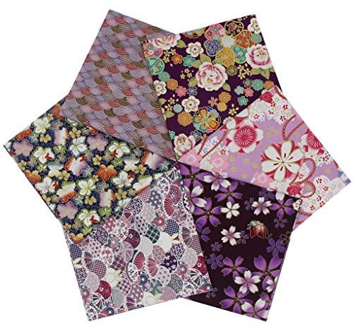 Jukway 6 st bomullstyg buntar fyrkanter 40 x 40 cm, orientalisk stil brons design blommigt tryckt hantverkstyg lapptäcke dukar för sömnad quiltning gör-det-själv dekoration scrapbooking handarbete