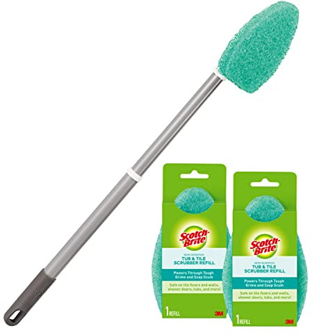Scotch-Brite Extendable Tub & Tile Scrubber Kit, 1 Handle & 3 Scrubbers