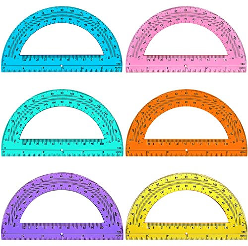 Zonon 36 Pieces Protractors Bulk Plastic 180 Degrees 6 Inch for Classroom