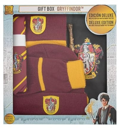 Brandecision- coffret cadeau deluxe harry potter (gryffondor) cape, cravate, bonnet, gants, écharpe et baguette