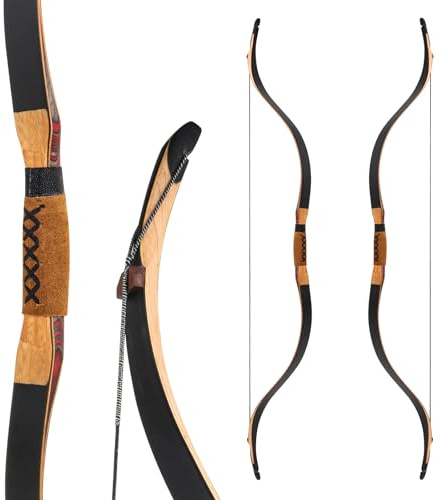 Deerseeker Archery 52 Recurve Bow Traditional Handmade Longbow Ambidextrous Horsebow Set for Adults & Youth Practice Target Shooting (Horsebow Pro 40lbs)