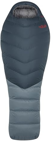 Rab Women's Alpine 800 Down Mummy Sleeping Bag (-16C) for Camping, Trekking, & Mountaineering - Orion Blue/Citadel - Regular Left Zip