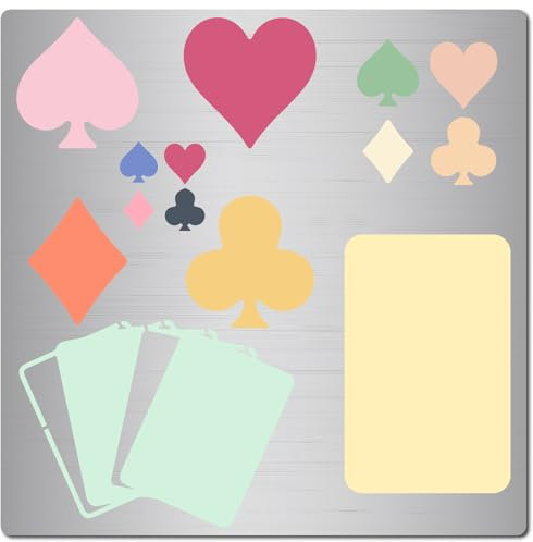 GORGECRAFT Carte Da Gioco Stencil In Metallo 6.3 Pollice Quadrato Scrapbooking Disegno Stencil In Acciaio Inossidabile Cuore Vanga Club Diamante Modello Pittura Modello per Incisione Pirografia