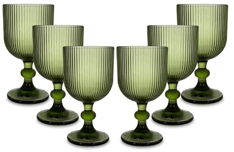 ARCA, Set di 6 Calici in Pasta di Vetro, per 6 Persone, Bicchieri Ideali per la Tavola, Resistenti e Duraturi, Lavabili in Lavastoviglie, Collezione Eternity, Colore Verde, 330 ml
