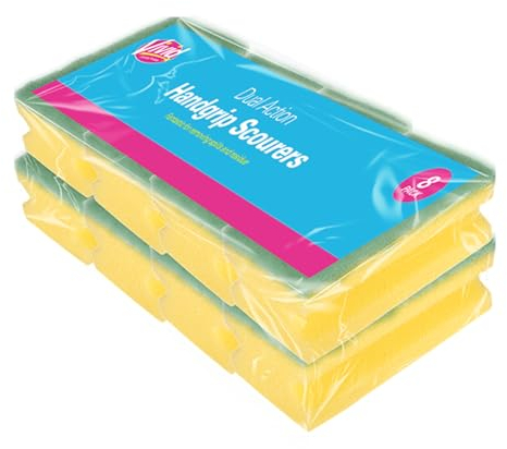 Handgrip Scourers – Pack of 8 | Non-Scratch Cleaning Sponges with Ergonomic Grip | Ideal for Removing Tough Stains, Grease & Baked-On Food | Perfect for Dishes, Pans, Utensils & Kitchen Surfaces