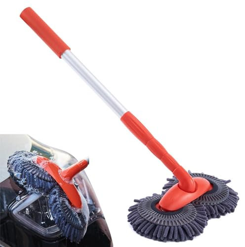 Seyrnicay Balai rotatif pour lavage de voiture, brosse de lavage de voiture à long manche, brosse de voiture, brosse de nettoyage de roues, brosse de nettoyage de voiture, brosse de lavage de voiture