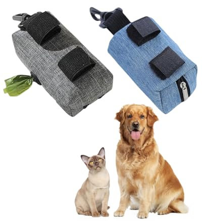 JEXOWIQ Kotbeutel für Hunde,2 Stück Hundekotbeutel-Spender, Hundekotbeutel-Halter tragbare Kotbeutel-Spender Hundekotbeutel-Spender mit Reißverschluss Haustier Passt jede Hundeleine für Gassi Laufen