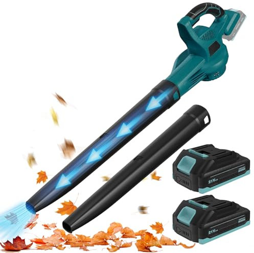 Souffleurs De Feuilles sans Fil 21 V, Souffleur Batterie avec Batterie et Chargeur, Souffleur électrique pour l'entretien de la Pelouse, Le soufflage de la Neige, et Le dépoussiérage (2 Batteries)