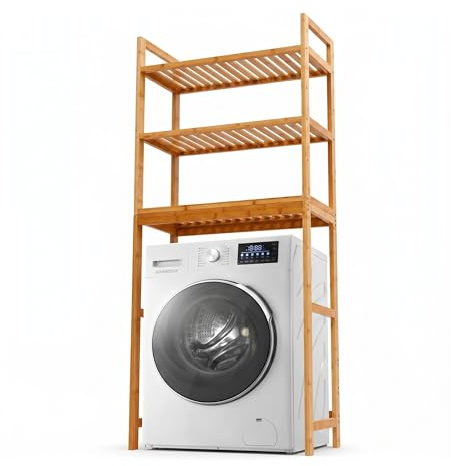 Waschmaschinenschrank Bambus - Waschmaschinenregal Überbau - Toilettenregal