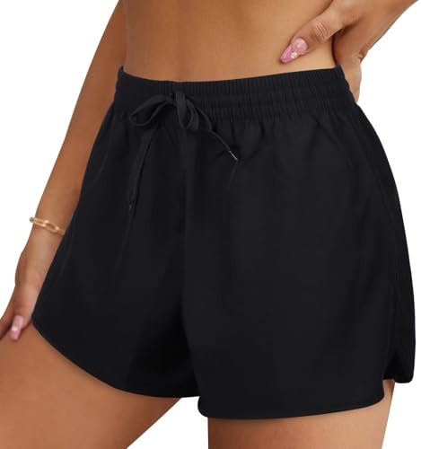 Risipu Women Running Shorts Sport Short Quick Dry Lightweight Athletic Gym Workout Shorts (M, Black)