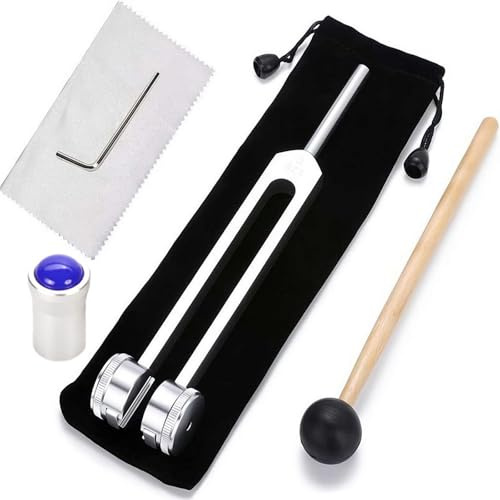 Diapason pour guérison avec pied gemme, instrument de guérison 128 Hz avec ajustement amovible, diapason de 128 Hz, appareils de guérison de fréquence pour thérapie par le son (fourche lapis lazuli)