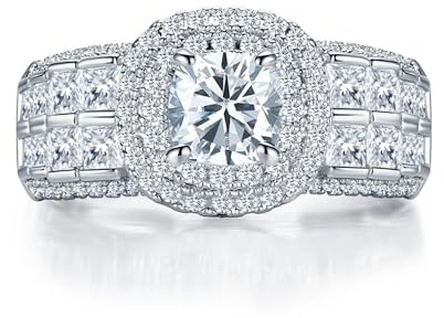 JKK Valentines Gifts Moissanite Rings for Women - 925 Sterling Silver 0.8ct D Color VVS1 Clarity Engagement Ring Marquise Silver Jewelry Anniversary for Women Size 9