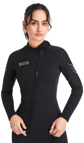 A,XXL,Giacca da Muta Donna in Neoprene 3 mm con Zip Frontale, Maniche Lunghe, Alta Elasticità e Protezione UV, Calda e Confortevole per Nuoto, Snorkeling, Immersioni, Kayak