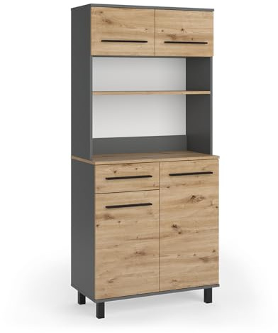 Vicco Köksbuffé Pure, Hantverks ek/antracit, 80.2x177 cm