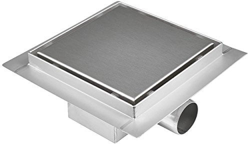 VILSTEIN© Duschrinne, Quadrat, Randablauf, 30x30 cm, Siphon mit Geruchsstop und Haarsieb, Quadratisch, Edelstahl Ablaufrinne, Bodenablauf, Duschablauf, Komplettset mit Bodenbefestigung