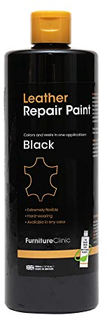 Furniture Clinic - Vernice e Tintura per la Riparazione della Pelle, Colorante Autosigillante per una Riparazione Rapida e Facile, adatto per Divani in Pelle, Sedili di Auto in (Nero 250ml)
