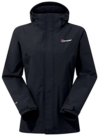 Berghaus Women's Hillwalker Interactive Gore-Tex Shell Jacket | Waterproof Coat | Breathable | Durable Waterproof Jacket, Black/Black, 14