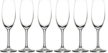 summa - Juego de Copas de Champán. Set 6 unidades. 200ml/20cl | Cristal, alta transparencia y borde fino | Uso en casa, restaurante y fiestas |