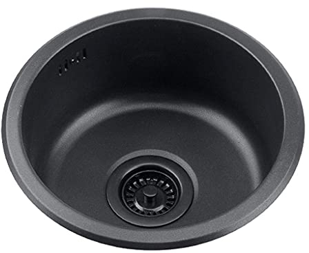Black Round Stainless Steel Sink - Single Bathroom Washbasin for Kitchen - 30cm (11.8in) Diameter - Dishwashing & Vegetable Washing (Color: Black, Size: 30cm|11.8inches)