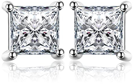 JewelryPalace Prinzessschliff 0.8ct Zirkonia Solitär Ohrstecker Silber 925 Damen, Braut Schmuck Set, Ohrringe Silber Quadrat Mädchen Edelstein, Ohrstecker Silber Klein mit Stein Geschenk Frauen