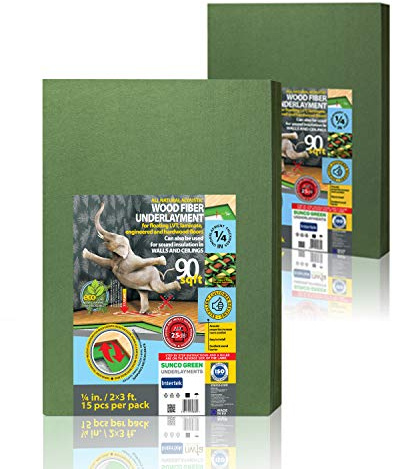 Wood Fiber Flooring Underlayment, 6mm (1/4 Inch) Thickness - 180 Sq Ft, Natural Soundproofing Insulation, for Laminate, Vinyl, LVT, LVP, or Hardwood