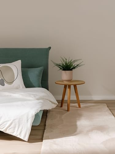 benuta Basic Kunstfaser Fellteppich Furry - Beige 70x200 cm - Weicher Wohnzimmerteppich - Anti-Rutsch-Rückseite - Waschbar - Für Fußbodenheizung geeignet