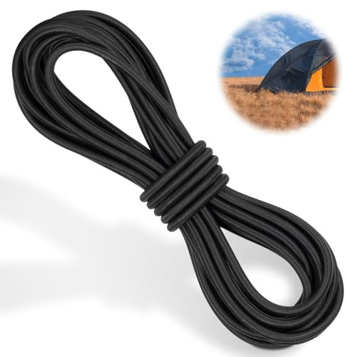 Akicderu gummirep, 6 mm, 20 m, expanderrep, mångsidigt gummirep, starkt elastiskt gummiband, gummiband, presenningsrep, spännrep för gör-det-själv, svart