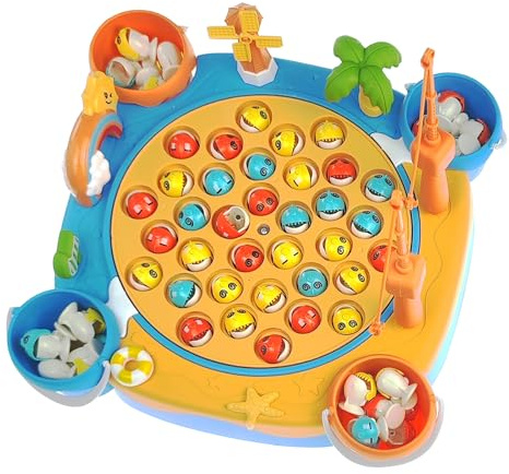 GGesii Juguete de Pesca Eléctricos, Juguetes Niños 2 3 4 Años Doble, Juego de Pesca de Mesa, para Regalos, Juguetes de Motricidad (Azul Grande)