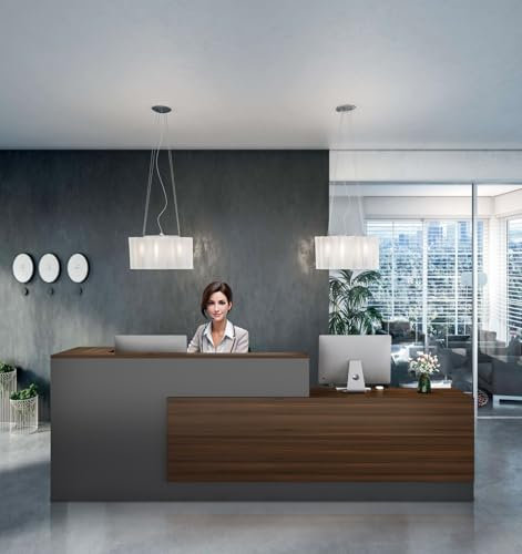 UKETO Moderne Empfangstheke aus Holz - L-Form Empfangstresen für Büros multifunktionaler Empfangstisch mit großzügigem Stauraum Geeignet für Büros Rezeptionen Hotels (rechts hoch-C, 180CM)