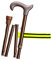 Gastrock - Bastón plegable (4 piezas, altura regulable, plegable, Uni-Ergonómico, de aluminio con mango ergonómico Derby + pulsera de velcro Olanmarp con rayas (bronce)