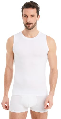 FINN Camiseta Interior Business para Hombre sin Mangas con Cuello Redondo - Camiseta Interior de Tejido Original Lenzing® Modal - la Camiseta Debajo de Camisas y Trajes Blanco 5XL