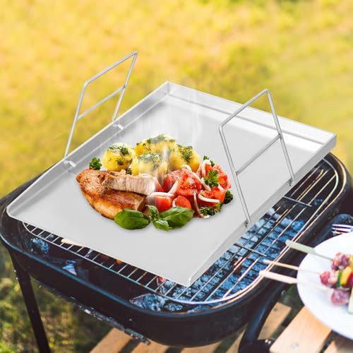 Plancha universal para barbacoa de acero inoxidable, 48/45 x 34 cm, rectangular, para barbacoa de gas y barbacoa de carbón (45 x 34 cm)